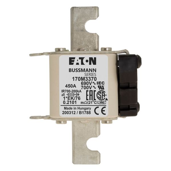 Fuse-link, high speed, 450 A, AC 690 V, compact size 1, 45 x 59 x 102 mm, aR, IEC, UL, single indicator image 14