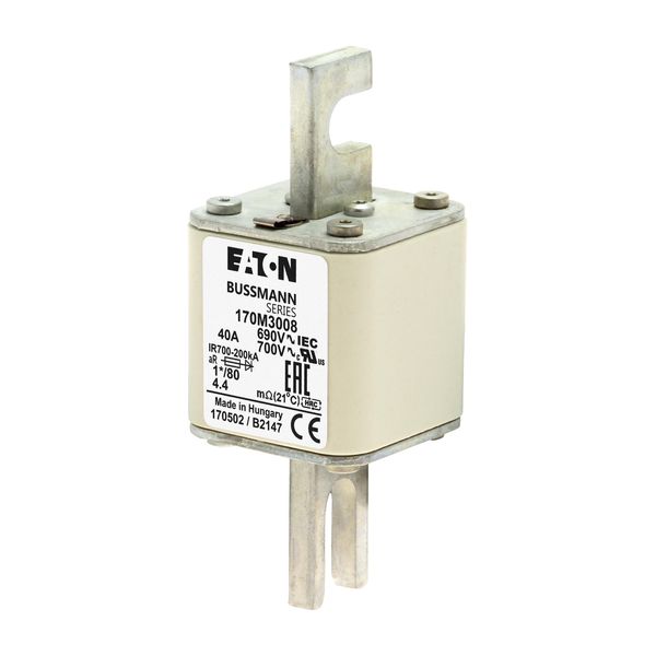 Fuse-link, high speed, 40 A, AC 690 V, compact DIN 1, 45 x 45 x 104 mm, aR, DIN, IEC, single indicator image 2