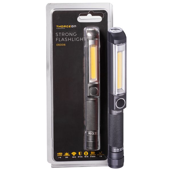 LED Flashlight 7W 500Lm IPX4 (3AAA batery excl.) THORGEON image 1