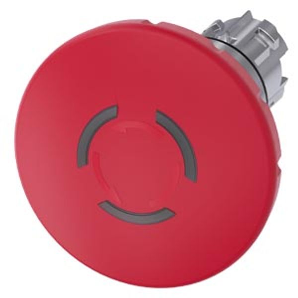 EMERGENCY STOP mushroom pushbutton, illuminable, 22 mm, round, metal, shiny, red, 60 mm, positive latching, acc.  3SU1051-1JB20-0AA0-Z Y13 image 2