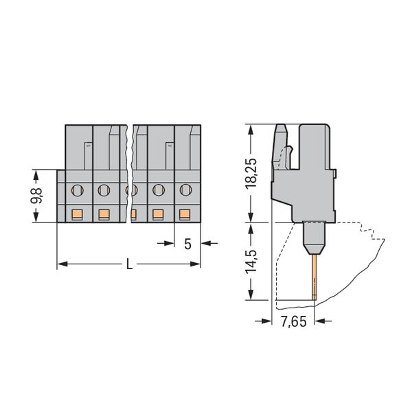 Female connector for rail-mount terminal blocks 0.6 x 1 mm pins straig image 4