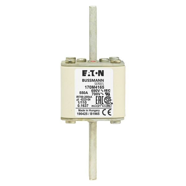 Fuse-link, high speed, 550 A, AC 690 V, DIN 1, 53 x 66 x 138 mm, aR, DIN, IEC, single indicator image 6