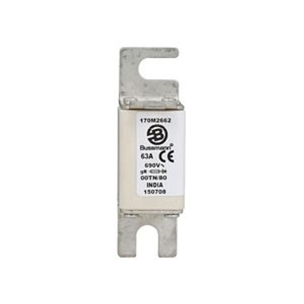 Fuse-link, high speed, 63 A, AC 690 V, DIN 00, 30 x 67 x 100 mm, gR, DIN, IEC, single indicator image 5