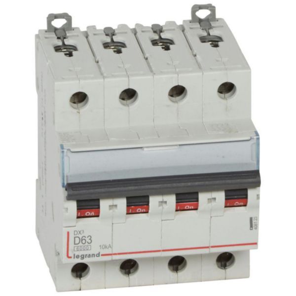 DX³6000 10kA high inlet and low outlet screw circuit breaker 4P 400~ - 63A - D curve - for traditional HX³ comb image 1