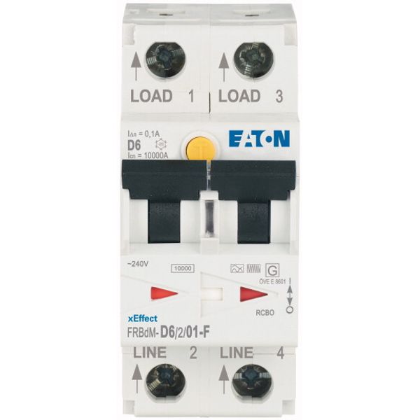 Digital RCD/MCB combination, 6 A, 100 mA, MCB trip characteristic: D, 2p, RCD trip characteristic: F image 1