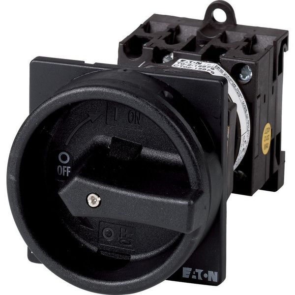 Main switch, T0, 20 A, rear mounting, 3 contact unit(s), 3 pole, 2 N/O, 1 N/C, STOP function, With black rotary handle and locking ring, Lockable in t image 3