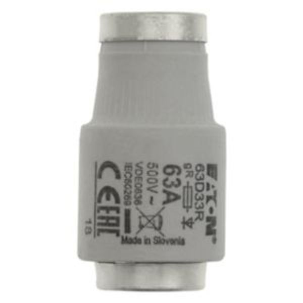 Fuse-link, LV, 63 A, AC 500 V, D3, aR, IEC, ultra rapid image 2