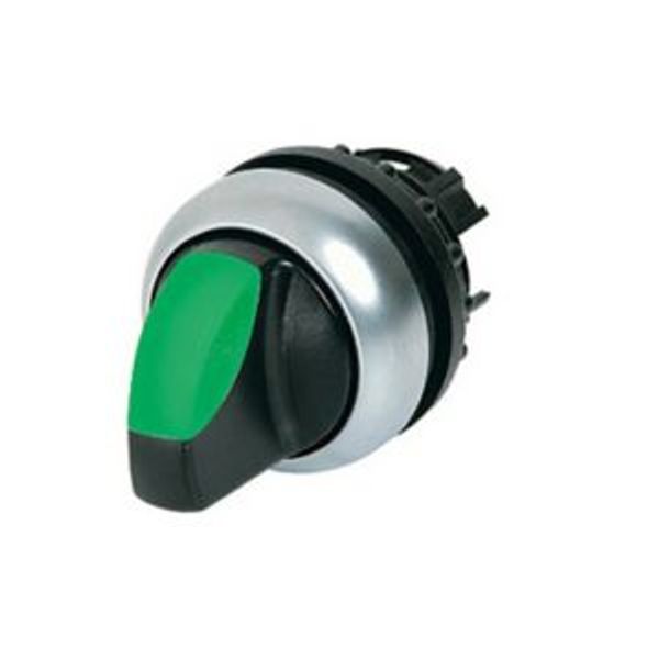 Illuminated selector switch actuator, RMQ-Titan, With thumb-grip, momentary, 3 positions, green, Bezel: titanium image 2