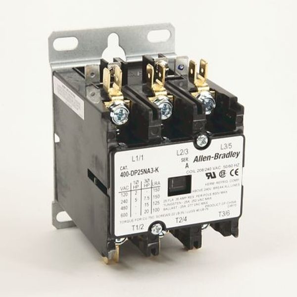 Allen-Bradley, 400 Definite Purpose Contactor, 25A, 208/240V 50/60Hz, 2 Poles image 1