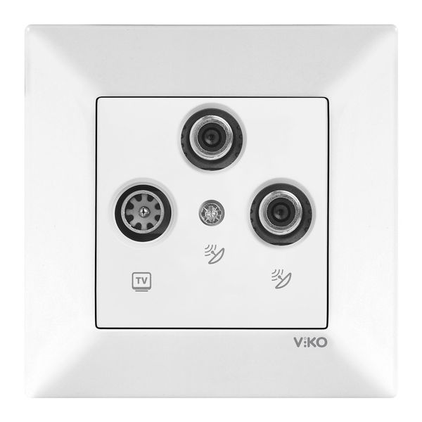 Meridian White Two Gang Sat Socket (Sat-Sat-TV) image 1