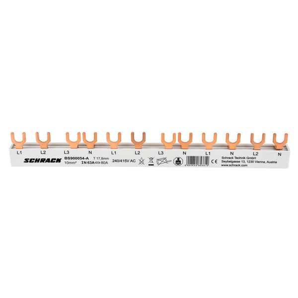 Busbar, 1xRCCB 4-pole, 1xMCB 3+N, 2xMCB 1+N, 12MW, 10mmý image 1