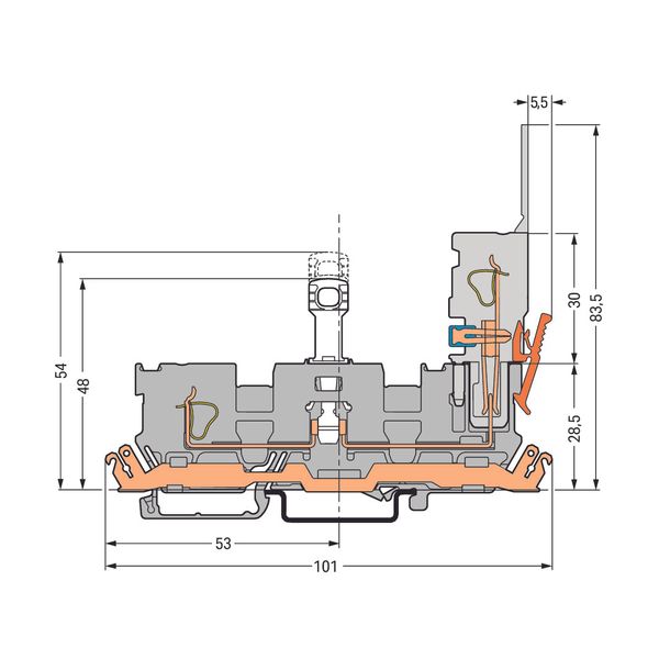 1-conductor/1-pin disconnect carrier terminal block with shield contac image 2