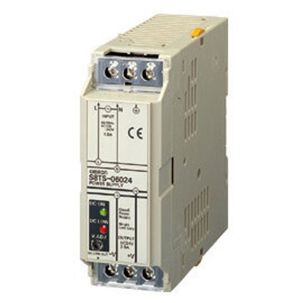 Power supply,  100 to 240 VAC input, 60 W 24 VDC 2.5A output, DIN rail image 1