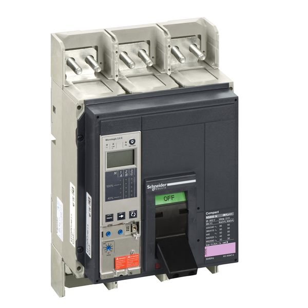 circuit breaker ComPact NS800N, 50 kA at 415 VAC, Micrologic 2.0 E trip unit, 800 A, fixed,3 poles 3d image 3