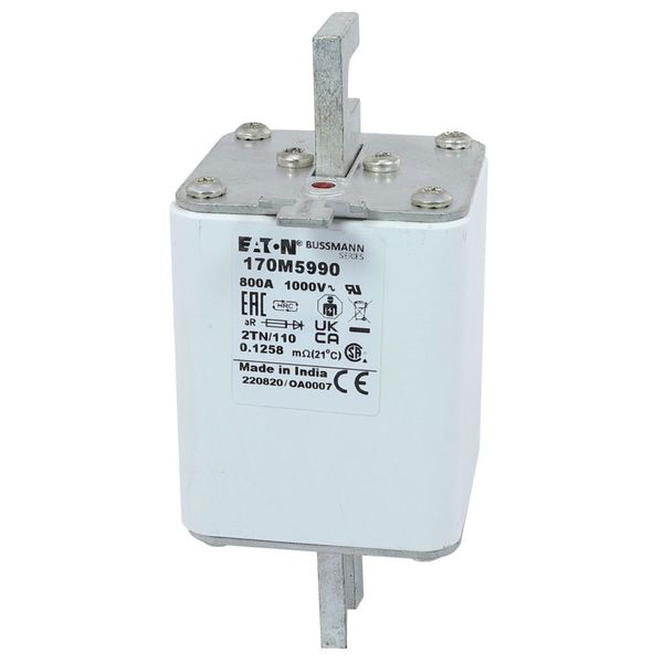 Fuse-link, high speed, 800 A, AC 1000 V, DIN 2, 59 x 75 x 138 mm, aR, DIN, IEC, single indicator image 6