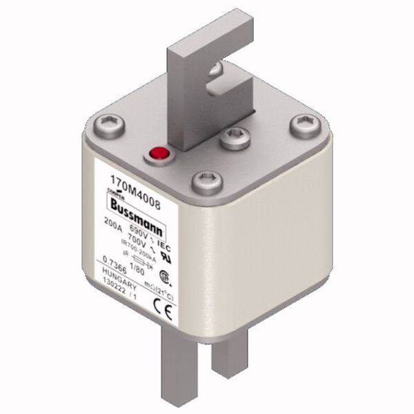 Fuse-link, high speed, 200 A, AC 690 V, DIN 1, 53 x 53 x 108 mm, aR, DIN, IEC, single indicator image 3