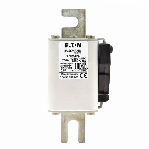 Fuse-link, high speed, 250 A, AC 1250 V, size 1, 53 x 69 x 138 mm, aR, DIN, IEC, single indicator image 2