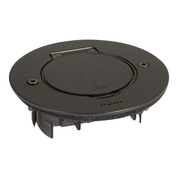 FLOOR ROUND RECEPTACLE BRUSHED BROWN STEEL image 1