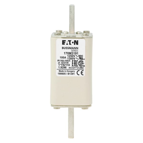 Fuse-link, high speed, 100 A, AC 1250 V, compact size 1, 45 x 58 x 138 mm, aR, DIN, IEC, type T indicator image 14