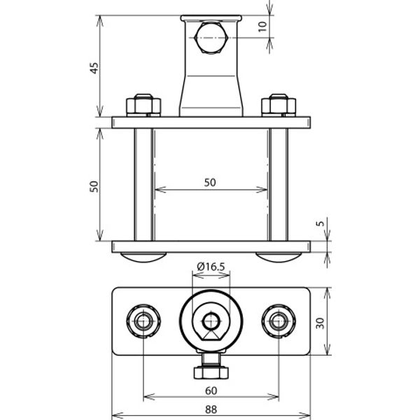 Railing clamp f. DEHNiso Combi w. bush D 16 mm f. square profiles -50x image 2