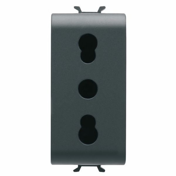 ITALIAN STANDARD SOCKET-OUTLET 250V ac - 2P+E 16A DUAL AMPERAGE - P11- P17 - 1 MODULE - SATIN BLACK - CHORUSMART image 2