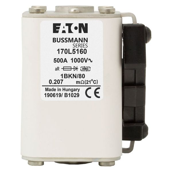 Fuse-link, high speed, 500 A, AC 1000 V, Size 1, 51 x 70 x 80 mm, aR, IEC, single indicator image 15