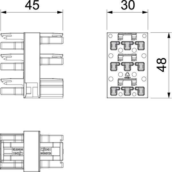 VB5-WIN 3P Distribution block 3pole,1I-5O, WINSTA 46x30x48 image 2