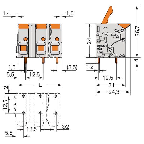 2606-1358 PCB terminal block; lever; 6 mm² image 4