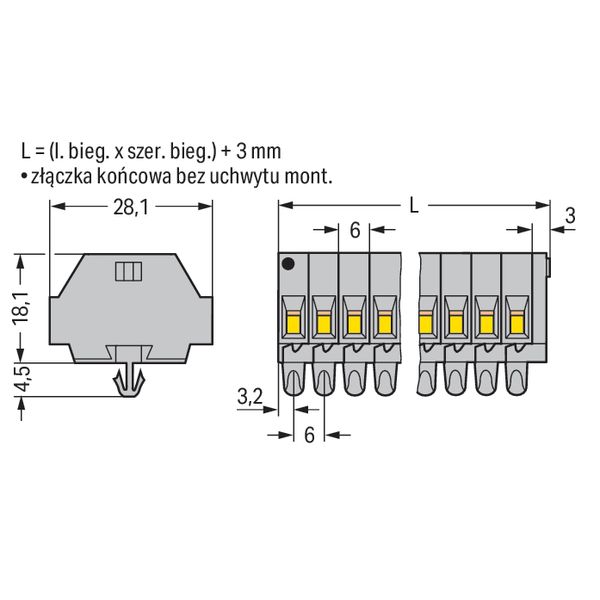 2-conductor terminal strip without push-buttons with snap-in mounting image 4