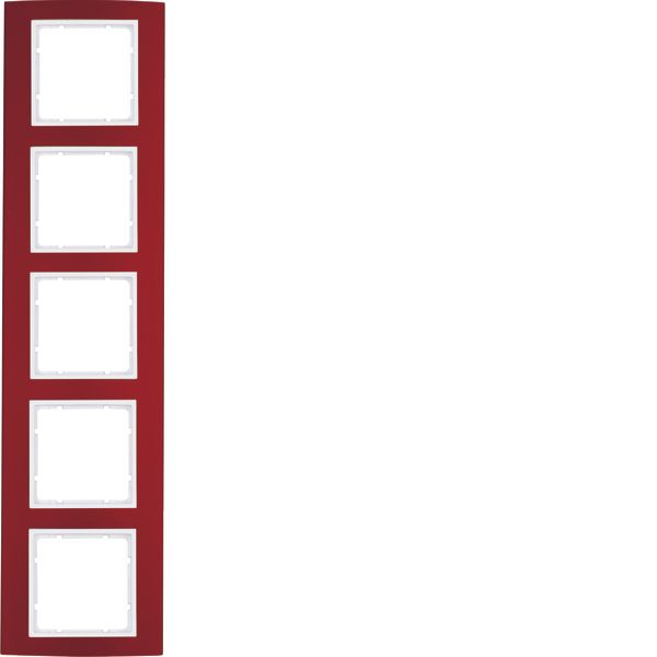 Frame 5gang, B.3, al. red/p. white matt, al. anodised image 1