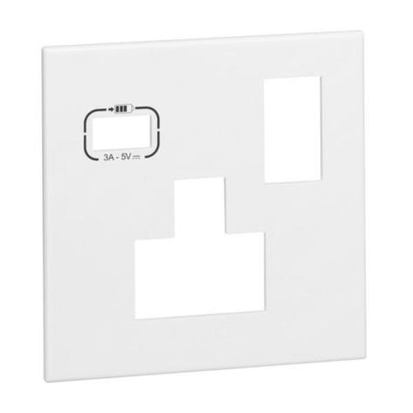 Plate 1 gang MSTD switched socket + USB A white image 1