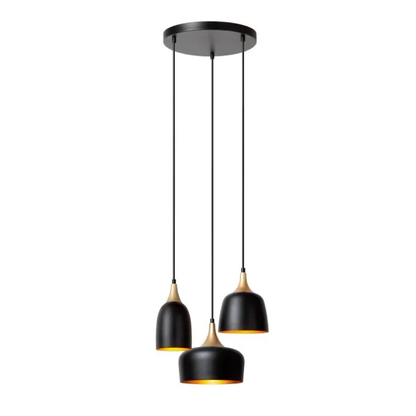 Lucide CHAYANNE - Hanging lamp - 3xE14 - Black image 1