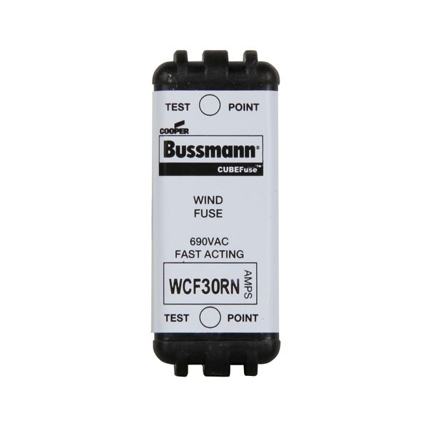 Eaton Bussmann Series WCF Fuse, Wind CUBEFuse Holder, Non-indicating, Finger safe, 30 A, CF class, Dual element, Glass filled PES material, Fits 690 V WCF Holder, CUBEFuse type image 1