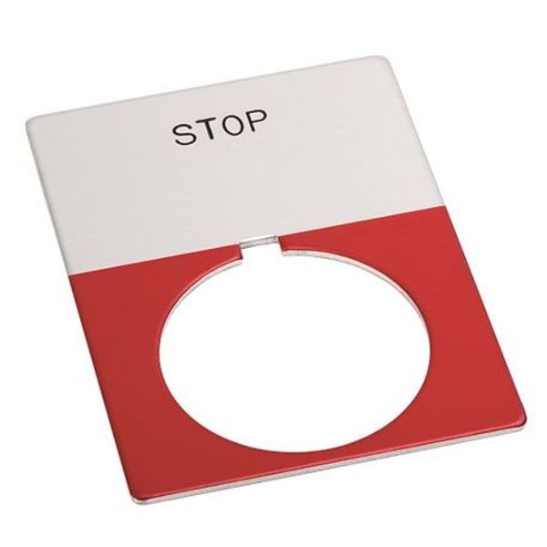 Allen-Bradley, 800T-X550J, 800T Legend Plate, Jumbo, STOP (Red), Gray image 1