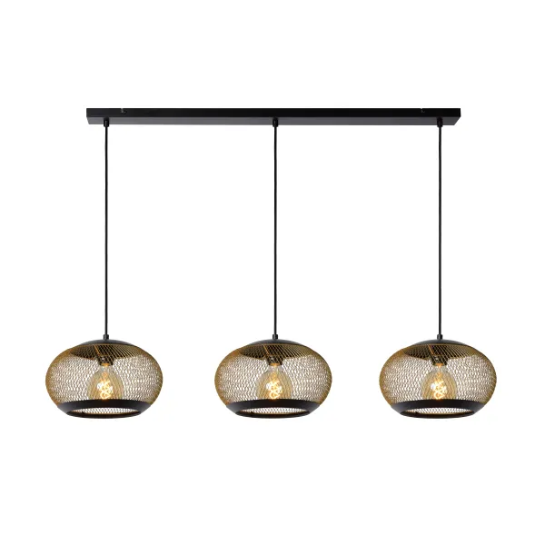 Lucide LUCAS - Pendant light - 3xE27 - Matt Gold / Brass image 1