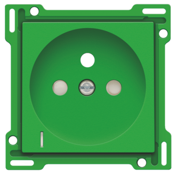 Finishing set with transparent lens for socket outlet with voltage indication, pin earthing and shutters, flush-mounting depth of 28.5mm, green image 1