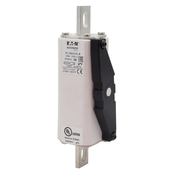 Fuse-link, high speed, 100 A, DC 1000 V, 01XL, gPV, UL, IEC, bolt-in image 12