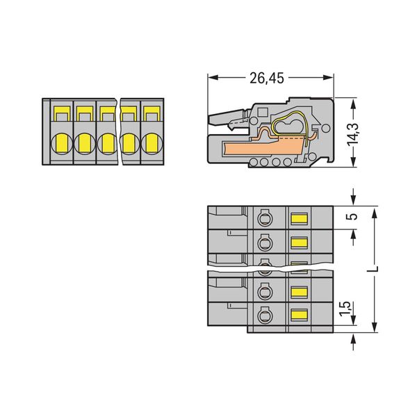 1-conductor female connector CAGE CLAMP® 2.5 mm² gray image 3