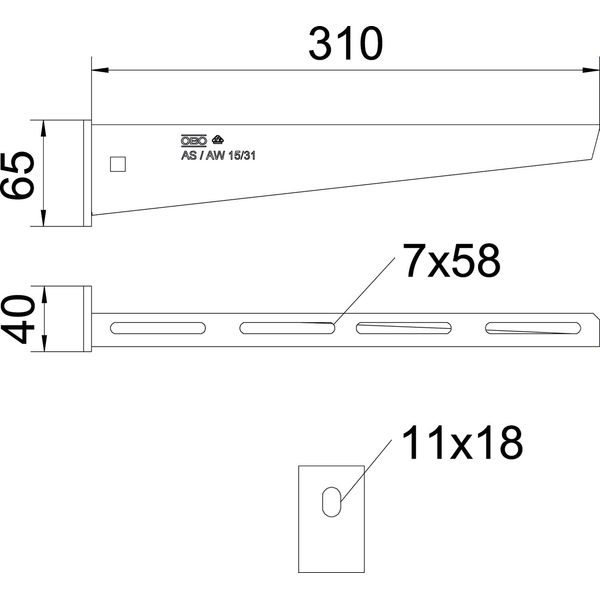 AW 15 31 A2 Wall and support bracket with welded head plate B310mm image 2