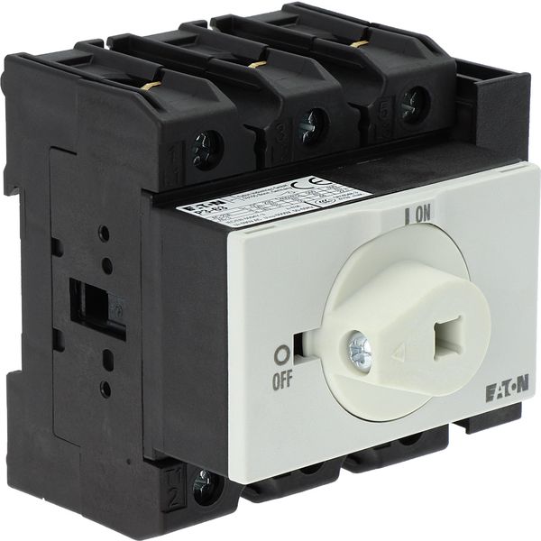 Main switch, P3, 63 A, rear mounting, 3 pole, 1 N/O, 1 N/C, STOP function, with black rotary handle and lock ring (K series), Lockable in the 0 (Off) image 35