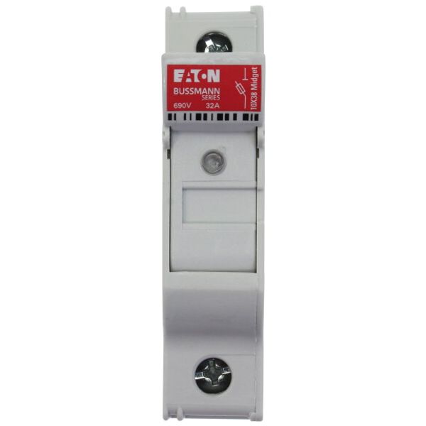 Fuse-holder, LV, 32 A, AC 690 V, 10 x 38 mm, 1P+N, UL, IEC, indicating, DIN rail mount image 1