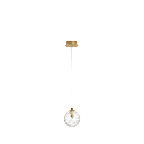 Brass Gold Metal Clear Structured Glass LED G9 1x5 Watt 230 Volt IP20 Bulb Excluded D: 12 H: 200 cm Adjustable Height image 1