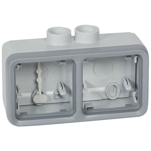 Surface mounting box Plexo IP 55 - 2 gang horizontal - for cable glands - grey image 2