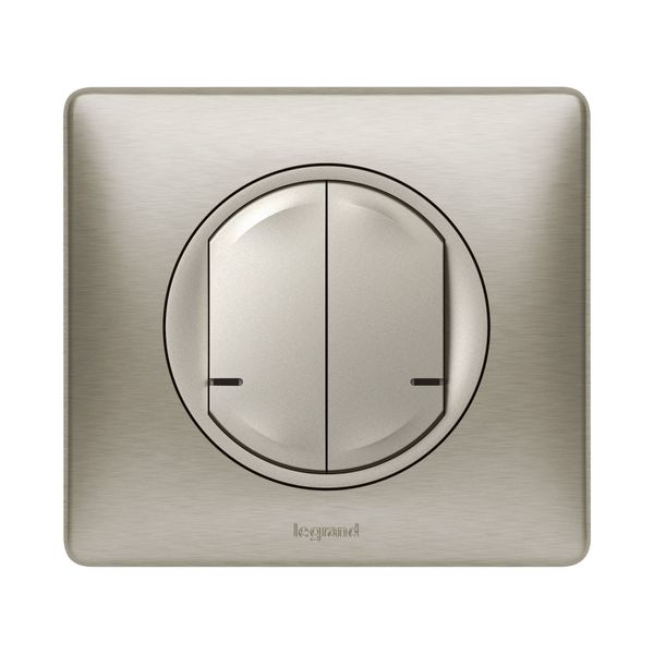 CONNECTED LIGHT SWITCH WITH NEUTRAL 2-GANG 2X250W CELIANE TITANIUM image 2