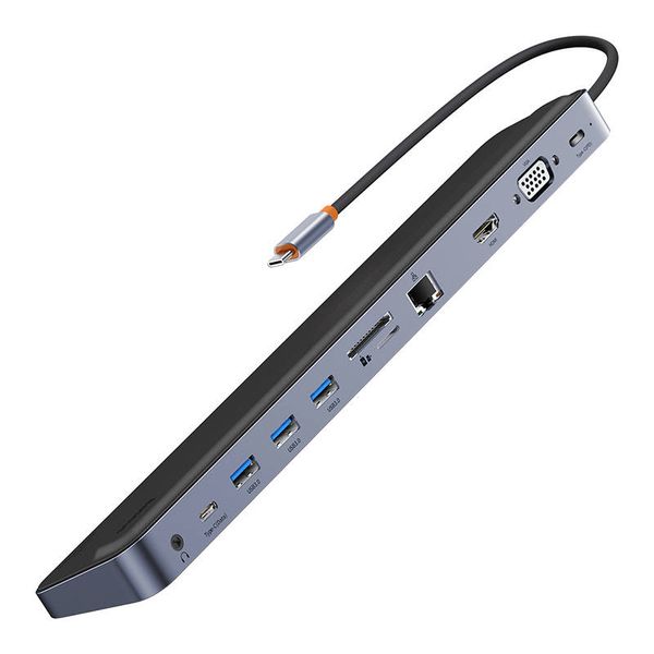 Docking Station / Adapter USB C Plug - 7 Types of Ports (USB3+USB2+USB-C / PD+RJ45+HDMI+3.5mm+SD+VGA) EliteJoy BASEUS image 1