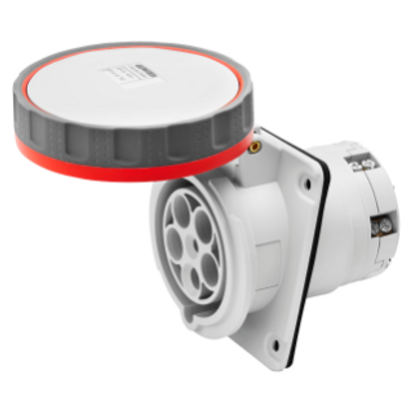 10° ANGLED FLUSH-MOUNTING SOCKET-OUTLET HP - IP66/IP67 - 3P+N+E 125A 346-415V 50/60HZ - RED - 6H - PILOT CONTACT - MANTLE TERMINAL image 1