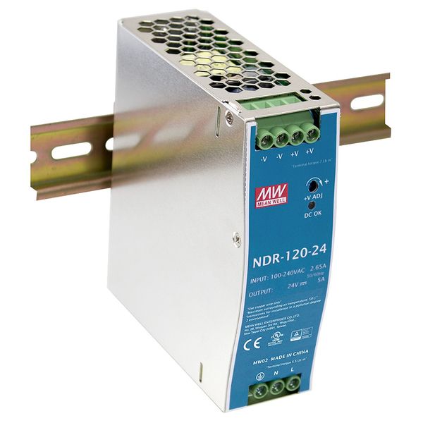 NDR-120-12 DIN rail power supply, 120W, 12V, 10A, MEAN WELL image 1