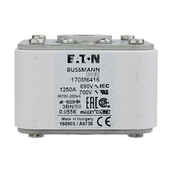 Fuse-link, high speed, 1250 A, AC 690 V, size 3, aR, IEC, UL, single indicator image 6