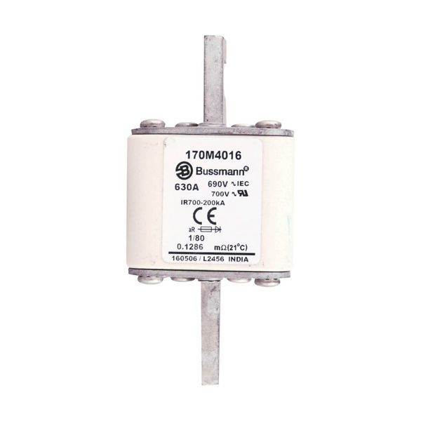 Fuse-link, high speed, 630 A, AC 690 V, DIN 1, 53 x 53 x 108 mm, aR, DIN, IEC, single indicator image 11