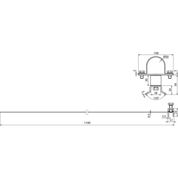 Fixing clamp for fixing pipes D 50mm at sector antennas spacer 30mm D  image 2